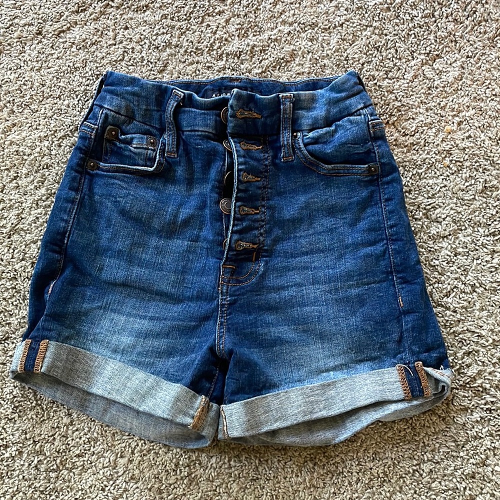 Aeropostale super high rise curvy midi denim short size 00